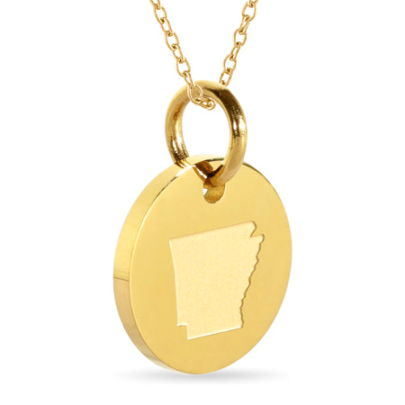 Indiana Map Engraved Charm Necklace - 18K Gold Plate