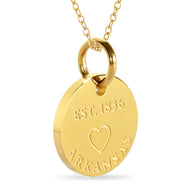 Arkansas Map Engraved Charm Necklace - 18K Gold Plate