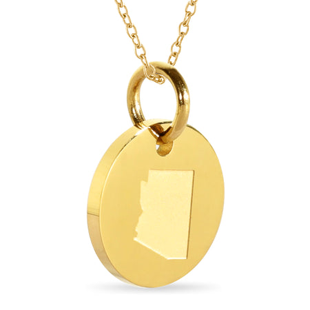 Hawaii Map Engraved Charm Necklace - 18K Gold Plate