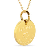 Arizona Map Engraved Charm Necklace - 18K Gold Plate