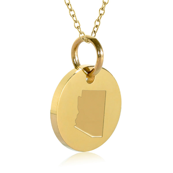 Arizona Map Engraved Charm Necklace - 18K Gold Plate