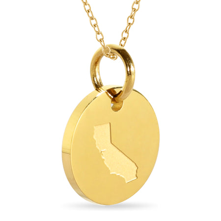 Delaware Map Engraved Charm Necklace - 18K Gold Plate