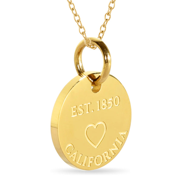 California Map Engraved Charm Necklace - 18K Gold Plate