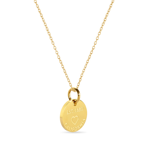 California Map Engraved Charm Necklace - 18K Gold Plate