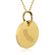 California Map Engraved Charm Necklace - 18K Gold Plate