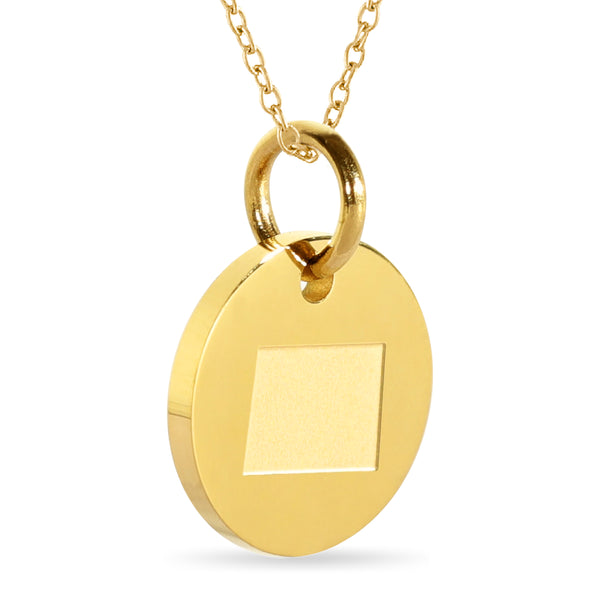 Colorado Map Engraved Charm Necklace - 18K Gold Plate