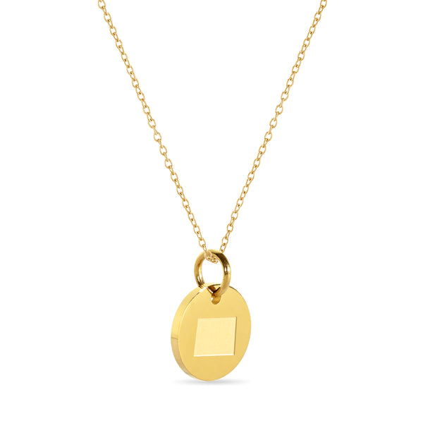 Colorado Map Engraved Charm Necklace - 18K Gold Plate