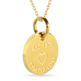 Colorado Map Engraved Charm Necklace - 18K Gold Plate