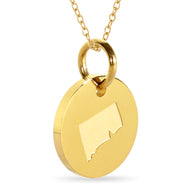 Connecticut Map Engraved Charm Necklace - 18K Gold Plate