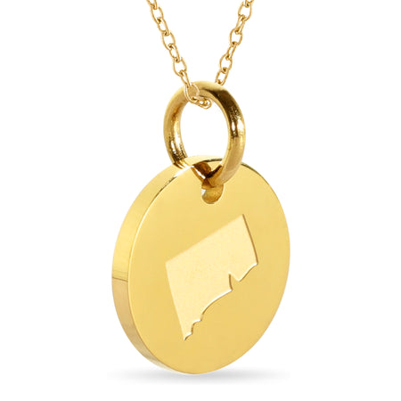 Montana Map Engraved Charm Necklace - 18K Gold Plate