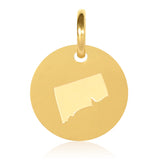 Connecticut Map Engraved Charm Necklace - 18K Gold Plate