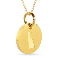 Delaware Map Engraved Charm Necklace - 18K Gold Plate