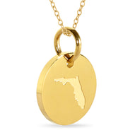 Florida Map Engraved Charm Necklace - 18K Gold Plate