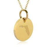 Florida Map Engraved Charm Necklace - 18K Gold Plate