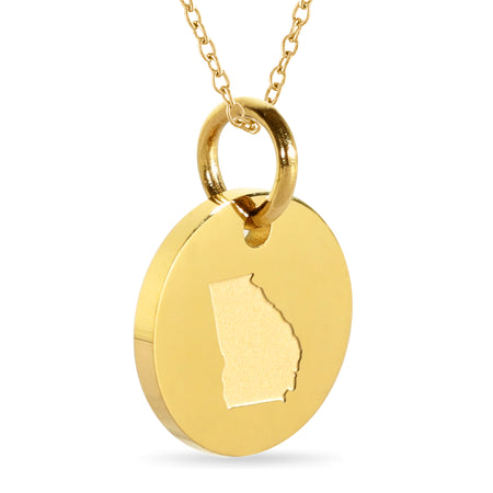 Delaware Map Engraved Charm Necklace - 18K Gold Plate