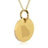 Georgia Map Engraved Charm Necklace - 18K Gold Plate