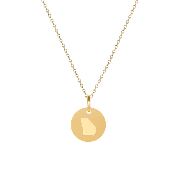 Georgia Map Charm Necklace - 18K Gold Finish