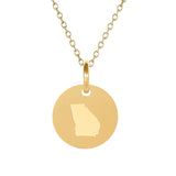 Georgia Map Charm Necklace - 18K Gold Finish