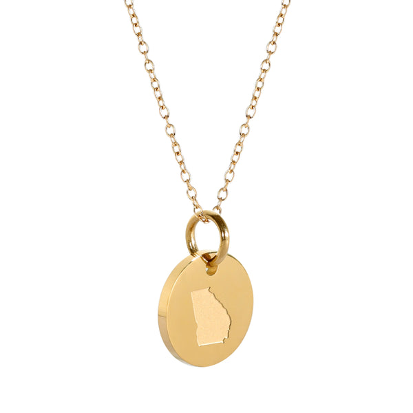 Georgia Map Charm Necklace - 18K Gold Finish