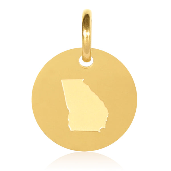 Georgia Map Engraved Charm Necklace - 18K Gold Plate