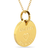 Hawaii Map Engraved Charm Necklace - 18K Gold Plate