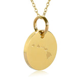 Hawaii Map Engraved Charm Necklace - 18K Gold Plate