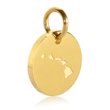 Hawaii Map Engraved Charm Necklace - 18K Gold Plate