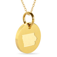 Iowa Map Engraved Charm Necklace - 18K Gold Plate