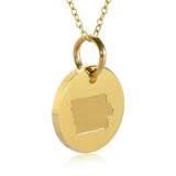 Iowa Map Engraved Charm Necklace - 18K Gold Plate