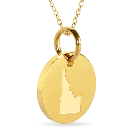 Indiana Map Engraved Charm Necklace - 18K Gold Plate