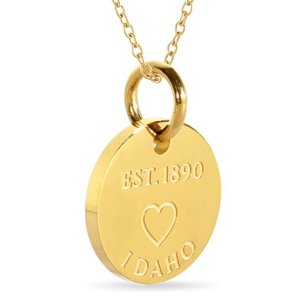 Idaho Map Engraved Charm Necklace - 18K Gold Plate