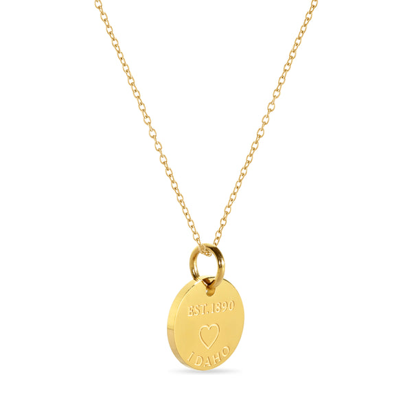 Idaho Map Engraved Charm Necklace - 18K Gold Plate