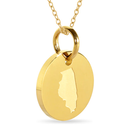 Delaware Map Engraved Charm Necklace - 18K Gold Plate