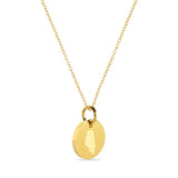 Illinois Map Engraved Charm Necklace - 18K Gold Plate