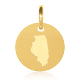 Illinois Map Engraved Charm Necklace - 18K Gold Plate