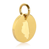 Illinois Map Engraved Charm Necklace - 18K Gold Plate