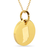 Indiana Map Engraved Charm Necklace - 18K Gold Plate