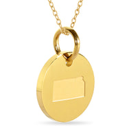 Kansas Map Engraved Charm Necklace - 18K Gold Plate