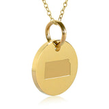 Kansas Map Engraved Charm Necklace - 18K Gold Plate