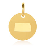 Kansas Map Engraved Charm Necklace - 18K Gold Plate