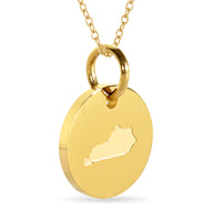 Kentucky Map Engraved Charm Necklace - 18K Gold Plate