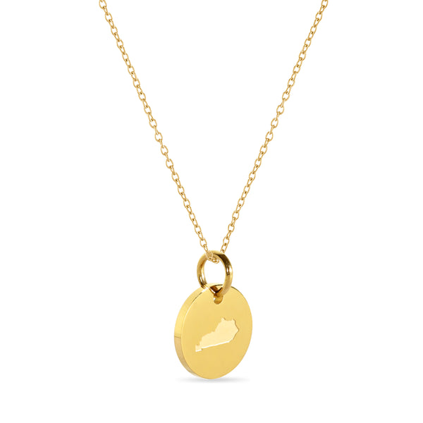 Kentucky Map Engraved Charm Necklace - 18K Gold Plate