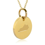 Kentucky Map Engraved Charm Necklace - 18K Gold Plate