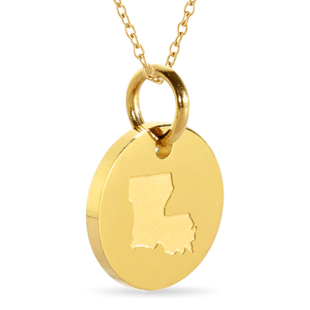 Hawaii Map Engraved Charm Necklace - 18K Gold Plate