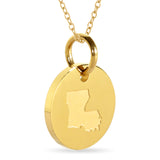 Louisiana Map Engraved Charm Necklace - 18K Gold Plate