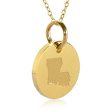 Louisiana Map Engraved Charm Necklace - 18K Gold Plate