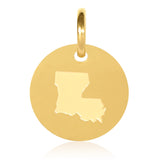 Louisiana Map Engraved Charm Necklace - 18K Gold Plate