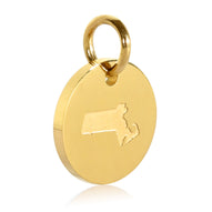 Massachusetts Map Engraved Charm