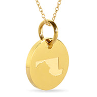 Maryland Map Engraved Charm Necklace - 18K Gold Plate