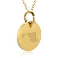 Maryland Map Engraved Charm Necklace - 18K Gold Plate